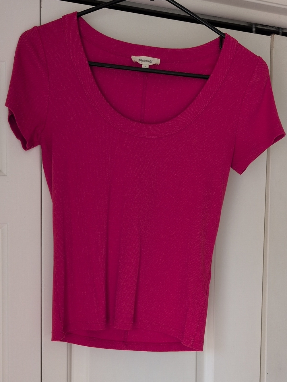 Madewell (Re)generative cotton Ribbed Scoop Neck Short Sleeve Top - Medium